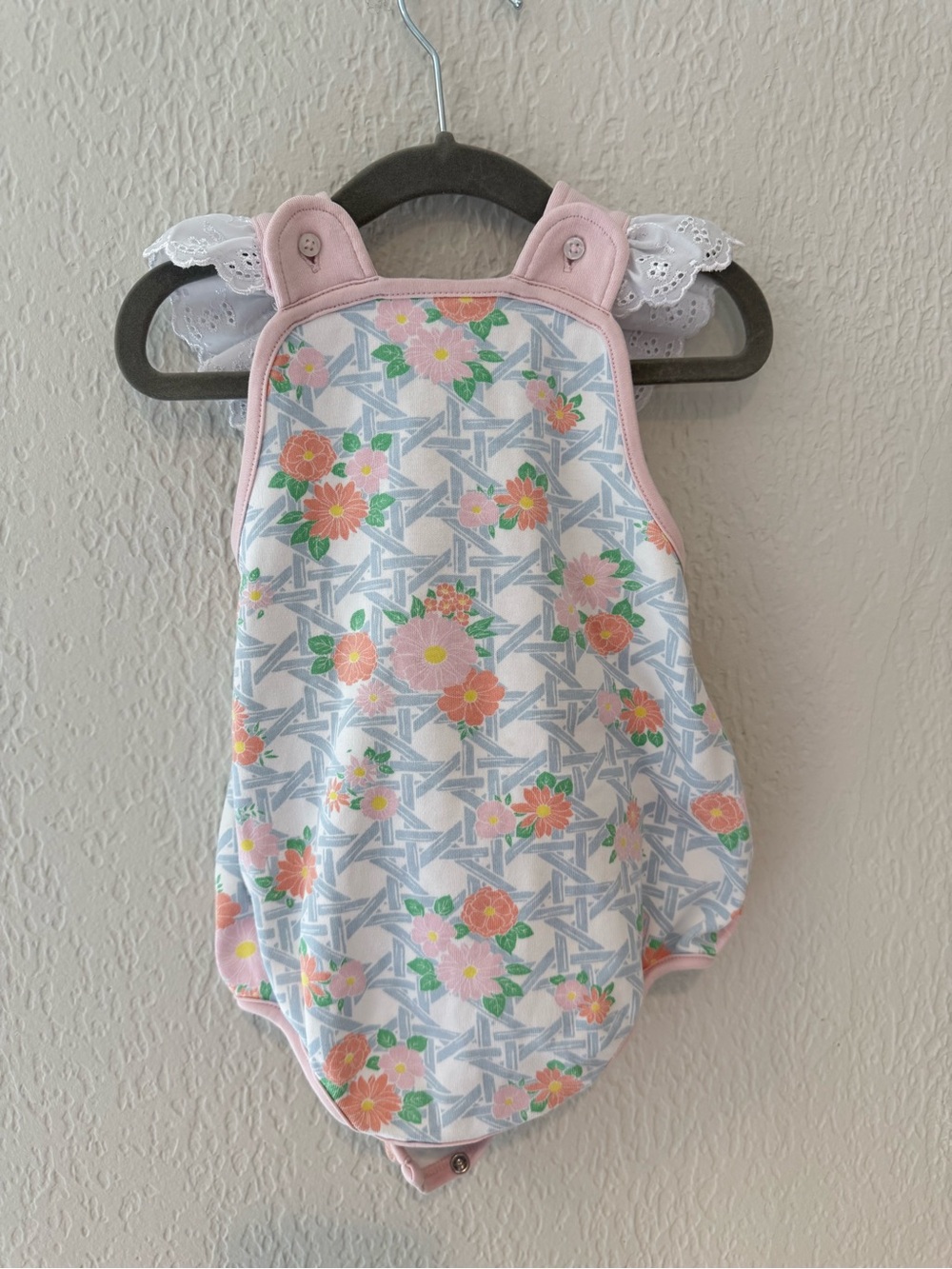 The Beaufort Bonnet Company Pink Floral Sleeveless Baby Bubble